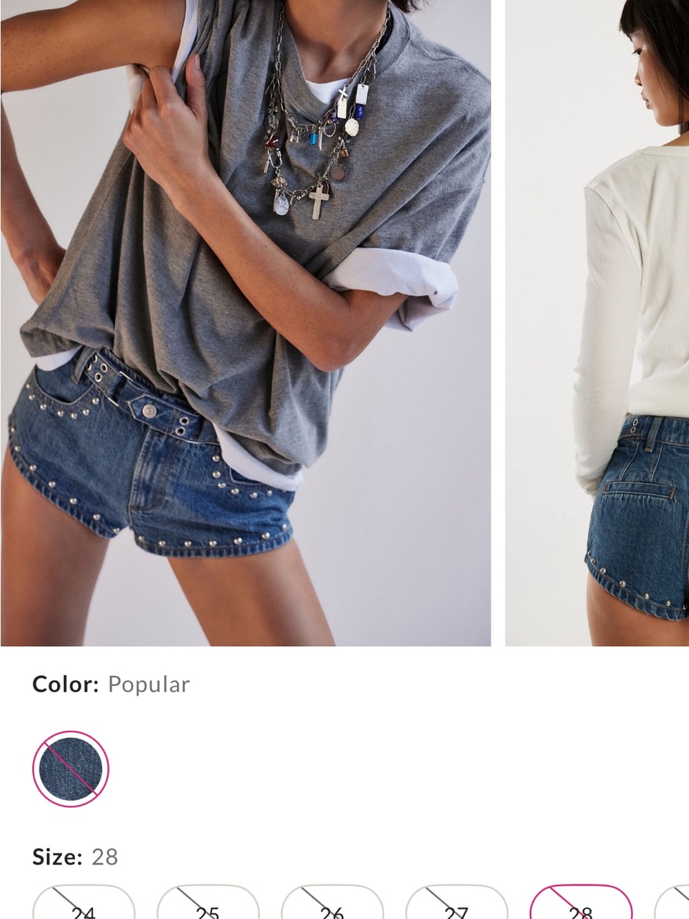 Free People We The Free The Cool Kid Studded Denim Micro Shorts - Blue